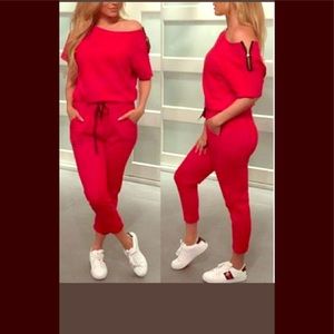 Sexy Long red romper